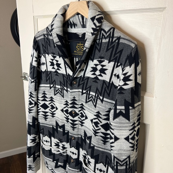 STS Ranchwear Aztec Shawl Collar Knit Cardigan Sweater - Picture 4 of 5